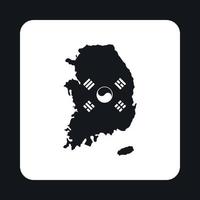 carta geografica di Sud Corea icona, semplice stile vettore