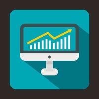 grafico su computer schermo icona, piatto stile vettore