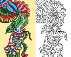 decorativo ornamentale alcanna design dettagliato colorazione libro pagina illustrazione vettore