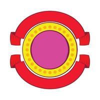 il giro distintivo con rosso nastri icona, cartone animato stile vettore
