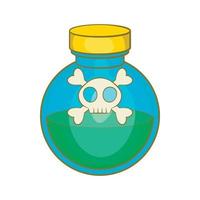 bicchiere bottiglia di verde veleno icona, cartone animato stile vettore