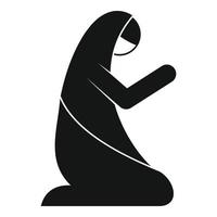 musulmano donna preghiera icona, semplice stile vettore