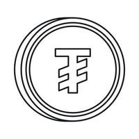 mongolo tugrik cartello icona, schema stile vettore