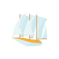 barca icona, cartone animato stile vettore
