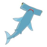 martello squalo icona, cartone animato stile vettore