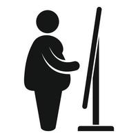 sovrappeso persona Guarda nel specchio icona, semplice stile vettore