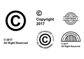 Insieme di vettore di simbolo di copyright piatto