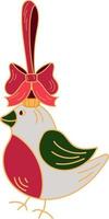 Natale decorazione con ciuffolotto uccello su un' nastro. isolato su bianca sfondo vettore