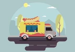 Scena di vettore del camion di cibo hot dog gratuito