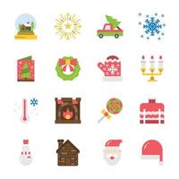 Natale icone impostare. vettore illustrazione, pupazzo di neve, vacanza, babbo natale, inverno