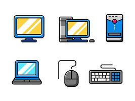 impostato di computer icone con colorato design isolato su bianca sfondo. semplice computer vettore illustrazione