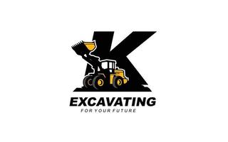 K logo caricatore per costruzione azienda. pesante attrezzatura modello vettore illustrazione per il tuo marca.