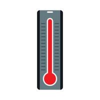 termometro con alto temperatura icona, piatto stile vettore
