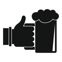 birra nel mano icona, semplice stile. vettore
