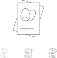 passaporto uovo uova Pasqua grassetto e magro nero linea icona impostato vettore