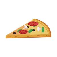 Pizza fetta icona, cartone animato stile vettore