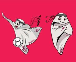 mascotte fifa mondo tazza Qatar 2022 ufficiale logo mondiale campione simbolo design vettore astratto illustrazione con rosa sfondo