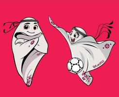 mascotte fifa mondo tazza Qatar 2022 ufficiale logo mondiale campione simbolo design vettore astratto illustrazione con rosa sfondo