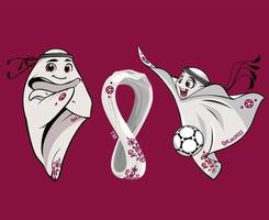 mascotte fifa mondo tazza Qatar 2022 con ufficiale logo simbolo e miliardi campione design vettore astratto illustrazione
