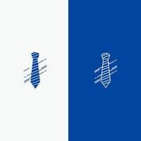 cravatta attività commerciale vestito moda colloquio linea e glifo solido icona blu bandiera linea e glifo solido icona blu bandiera vettore