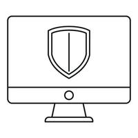 protetta computer icona, schema stile vettore