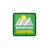 montagne campeggio logo, piatto stile vettore