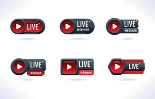 nero e rosso Youtube vivere seminario web icona distintivo vettore