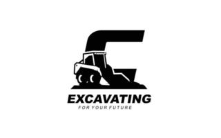 c logo scavatrice per costruzione azienda. pesante attrezzatura modello vettore illustrazione per il tuo marca.