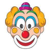 testa di clown icona, cartone animato stile vettore