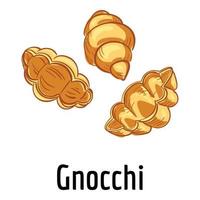 Gnocchi icona, cartone animato stile vettore