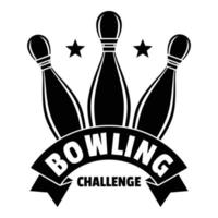 bowling sfida logo, semplice stile vettore