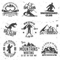 sciare e Snowboard club emblema. vettore illustrazione.