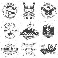 sciare e Snowboard club emblema. vettore illustrazione.