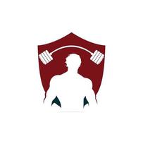 bodybuilder logo modello. vettore oggetto e icone per sport etichetta, Palestra distintivo, fitness logo disegno, emblema grafica.sport simbolo, esercizio logo.