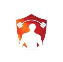 bodybuilder logo modello. vettore oggetto e icone per sport etichetta, Palestra distintivo, fitness logo disegno, emblema grafica.sport simbolo, esercizio logo.