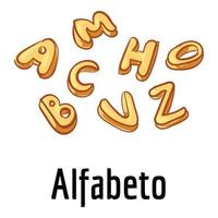 alfabeto pasta icona, cartone animato stile vettore