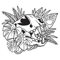 floreale aroid pianta gatto cranio illustrazione colorazione pagina vettore