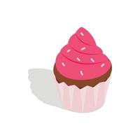 Cupcake icona, isometrico 3d stile vettore
