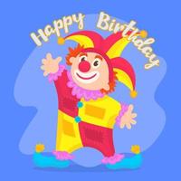 cartone animato contento clown per compleanno celebrazione vettore