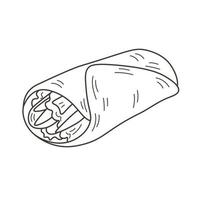 burrito o shawarma scarabocchio cibo illustrazione vettore