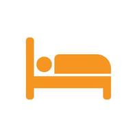 eps10 arancia vettore addormentato uomo su letto solido arte icona isolato su bianca sfondo. Hotel e motel pieno simbolo nel un' semplice piatto di moda moderno stile per il tuo sito web disegno, logo, e mobile App
