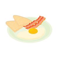Bacon e uova icona, cartone animato stile vettore