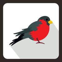 uccello con rosso piume icona, piatto stile vettore
