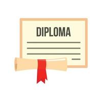 la laurea diploma icona, piatto stile vettore