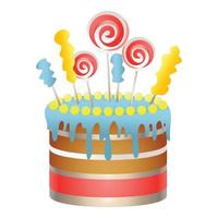 dolce compleanno torta icona, cartone animato stile vettore