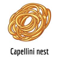 capellini nido icona, cartone animato stile vettore