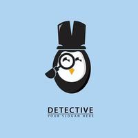 investigatore pinguino logo icona design vettore