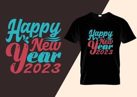 felice anno nuovo 2023 design t-shirt tipografica vettore