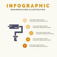 dipingere rullo spazzola pittore attrezzo solido icona infografica 5 passaggi presentazione sfondo vettore