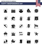25 creativo Stati Uniti d'America icone moderno indipendenza segni e 4 ° luglio simboli di cartello polizia americano americano Borsa modificabile Stati Uniti d'America giorno vettore design elementi